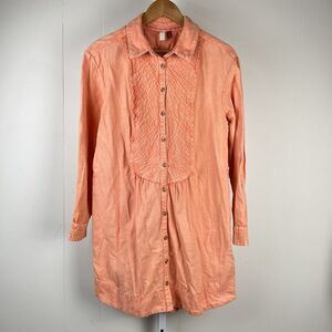 Anthropologie Pilcro Tuxedo‎ Front Tunic Dress Orange Keyhole Back Cotton Small